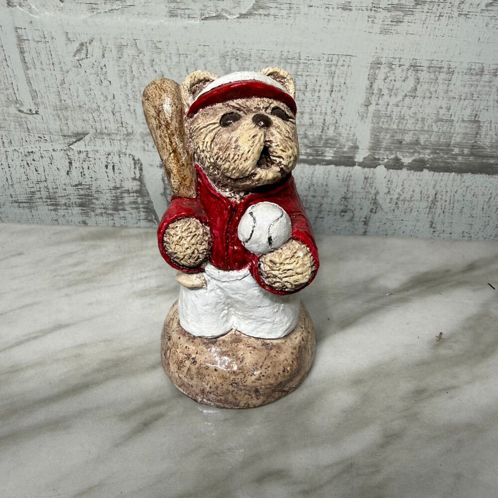 Vintage 1981 Bekka Teddy Bear Baseball Player Figurine